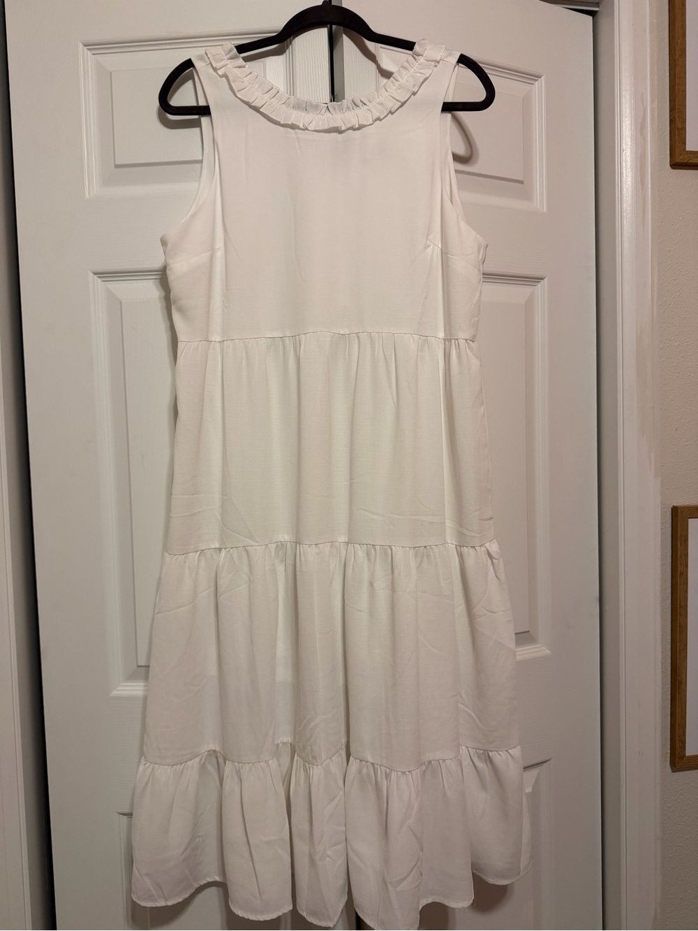 ANDREE BY UNIT White Ruffle Neck Tiered Sundress